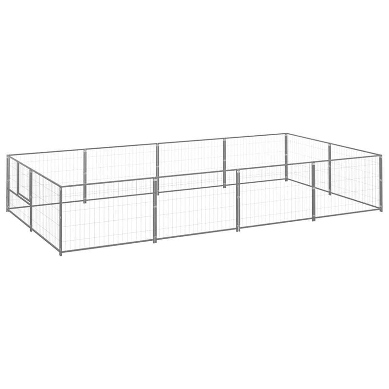 Afbeelding laden in galerijviewer, Vidaxl hondenkennel 8 m² staal zilverkleurig