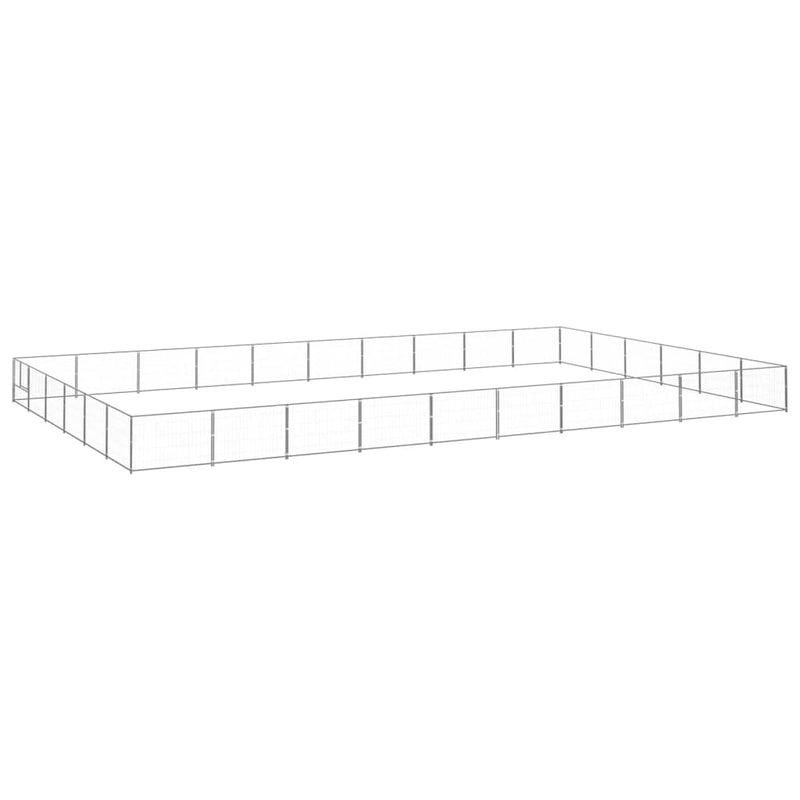 Afbeelding laden in galerijviewer, VidaXL Hondenkennel 60 m² staal zilverkleurig