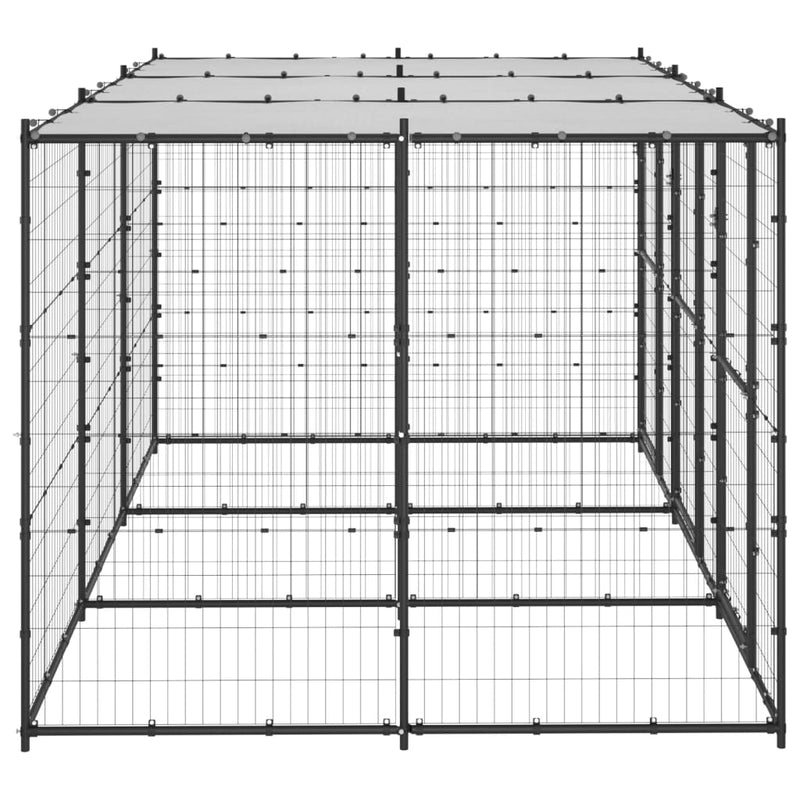 Afbeelding laden in galerijviewer, VidaXL Hondenkennel met dak 7,26 m² staal