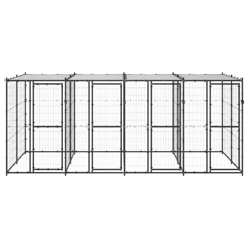 Afbeelding laden in galerijviewer, VidaXL Hondenkennel met dak 9,68 m² staal