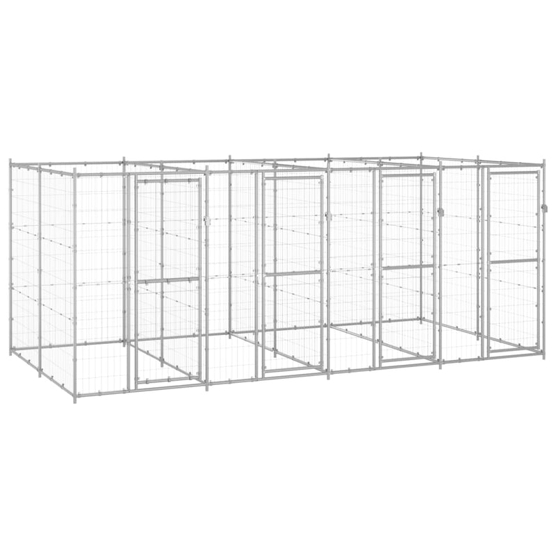 Afbeelding laden in galerijviewer, VidaXL Hondenkennel 9,68 m² gegalvaniseerd staal