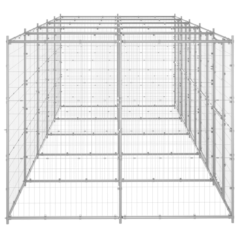 Afbeelding laden in galerijviewer, VidaXL Hondenkennel 12,1 m² gegalvaniseerd staal