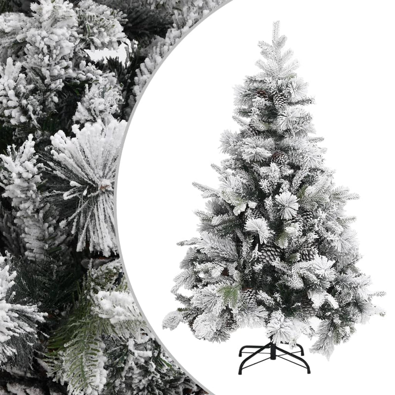 Afbeelding laden in galerijviewer, Vidaxl kerstboom met dennenappels en sneeuw 150 cm pvc en pe