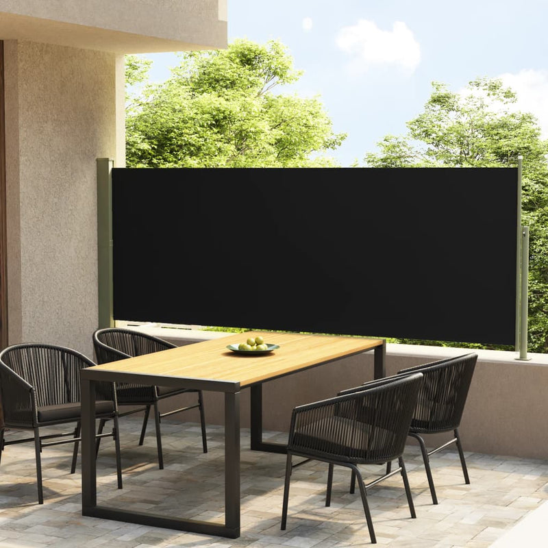 Afbeelding laden in galerijviewer, Vidaxl windscherm uittrekbaar 117x300 cm zwart
