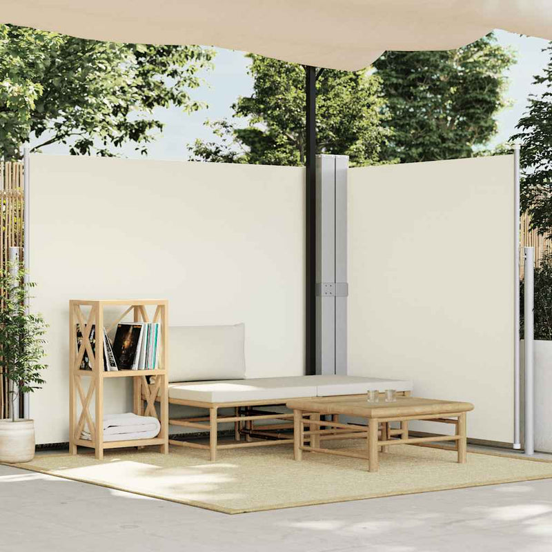 Afbeelding laden in galerijviewer, Vidaxl windscherm uittrekbaar 180x600 cm crèmekleurig