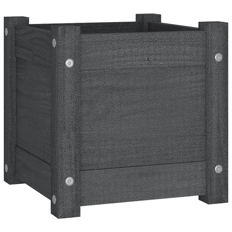 Afbeelding laden in galerijviewer, Vidaxl plantenbak 31x31x31 cm massief grenenhout grijs