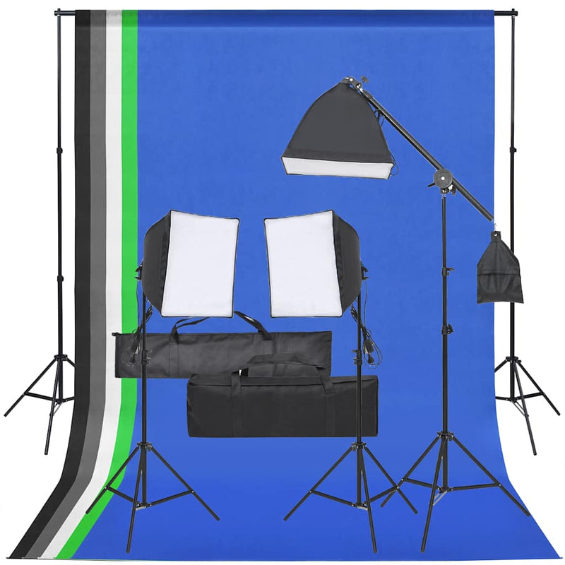 Afbeelding laden in galerijviewer, Vidaxl fotostudioset met verlichtingsset en achtergrond