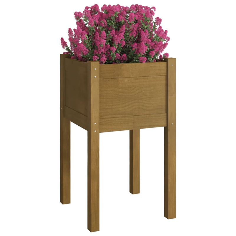 Afbeelding laden in galerijviewer, Vidaxl plantenbakken 2 st 40x40x70 cm massief grenenhout honingbruin