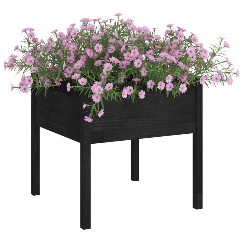 Afbeelding laden in galerijviewer, Vidaxl plantenbak 70x70x70 cm massief grenenhout zwart