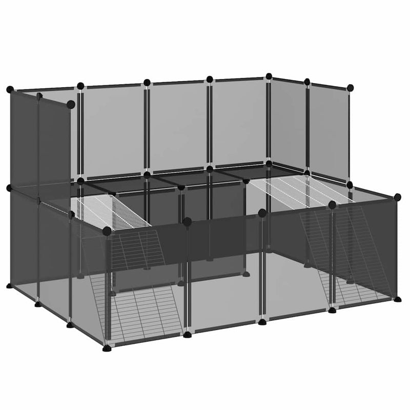 Afbeelding laden in galerijviewer, Vidaxl dierenhok klein 143x107x93 polypropeen en staal zwart