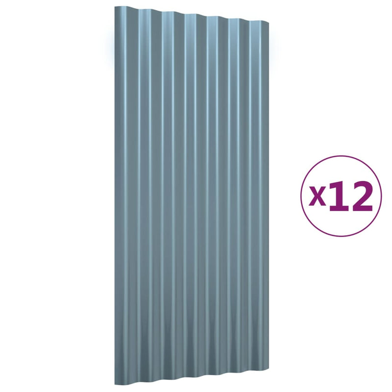 Afbeelding laden in galerijviewer, Vidaxl dakpanelen 12 st 80x36 cm gegalvaniseerd staal grijs