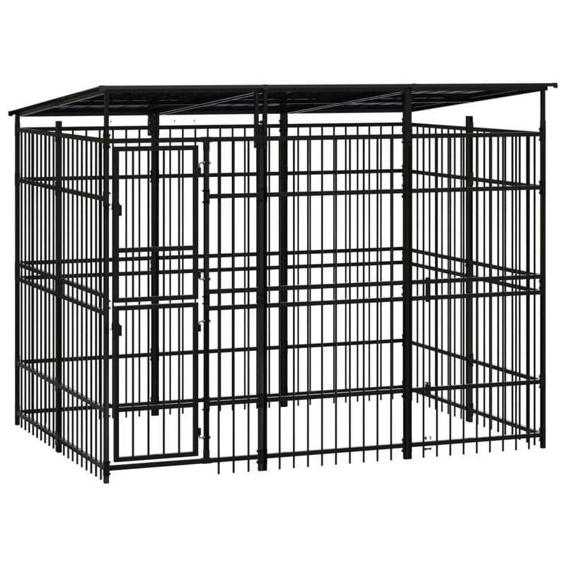 Afbeelding laden in galerijviewer, VidaXL Hondenkennel met dak 5,53 m² staal