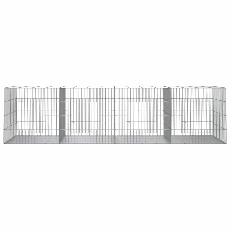Afbeelding laden in galerijviewer, Vidaxl konijnenkooi met 4 panelen 217x79x54 cm gegalvaniseerd ijzer