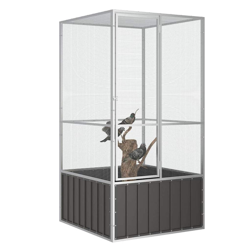 Afbeelding laden in galerijviewer, Vidaxl vogelkooi 111x107x211,5 cm gegalvaniseerd staal antracietkleur