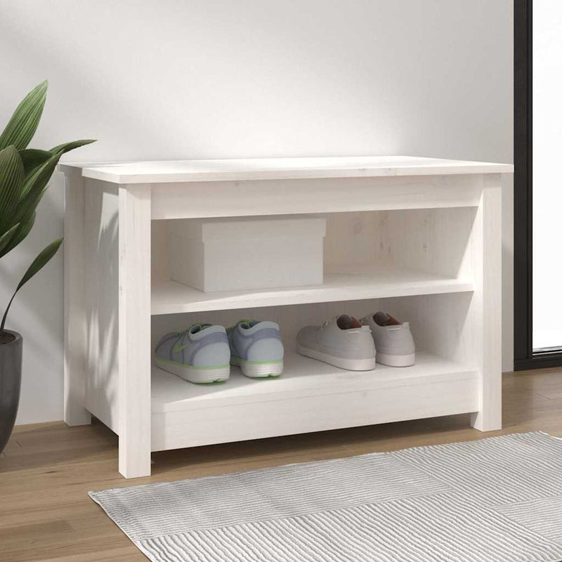 Afbeelding laden in galerijviewer, Vidaxl schoenenbank 70x38x45,5 cm massief grenenhout wit