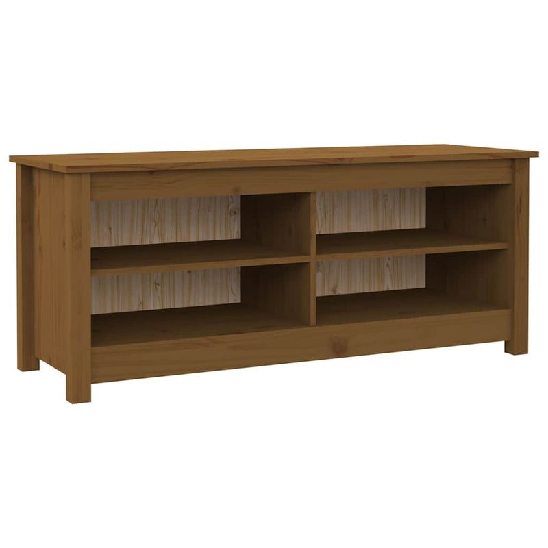 Afbeelding laden in galerijviewer, Vidaxl schoenenbank 110x38x45,5 cm massief grenenhout honingbruin