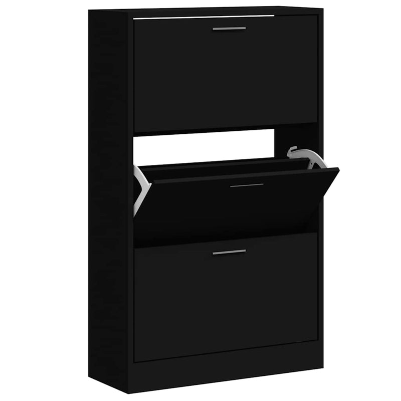 Afbeelding laden in galerijviewer, Vidaxl schoenenkast 63x24x103 cm bewerkt hout zwart