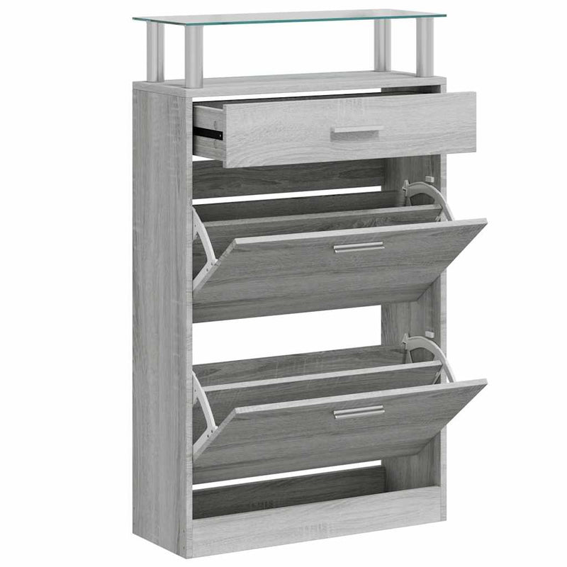 Afbeelding laden in galerijviewer, Vidaxl schoenenkast 63x24x104 cm bewerkt hout grijs sonoma eikenkleur