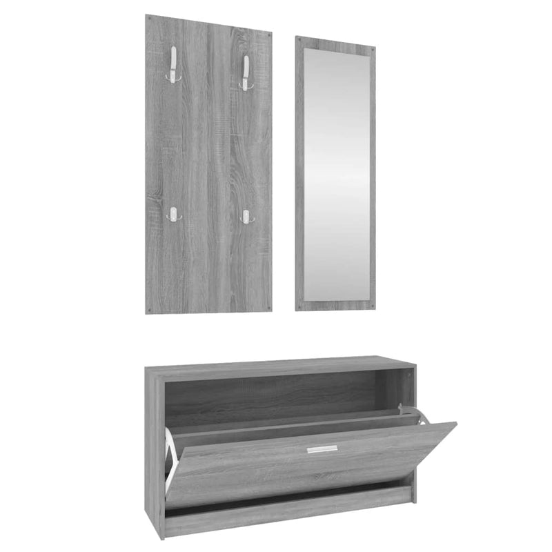 Afbeelding laden in galerijviewer, Vidaxl schoenenkastset 3-in-1 bewerkt hout grijs sonoma eiken
