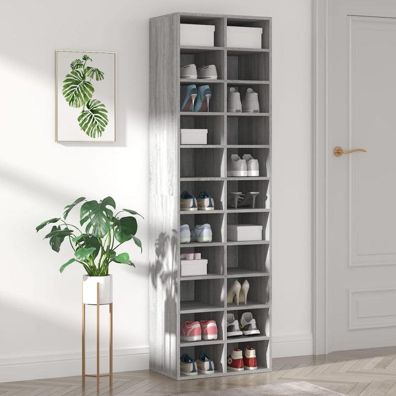 Afbeelding laden in galerijviewer, VidaXL Schoenenkast 54x34x183 cm bewerkt hout grijs sonoma eikenkleur