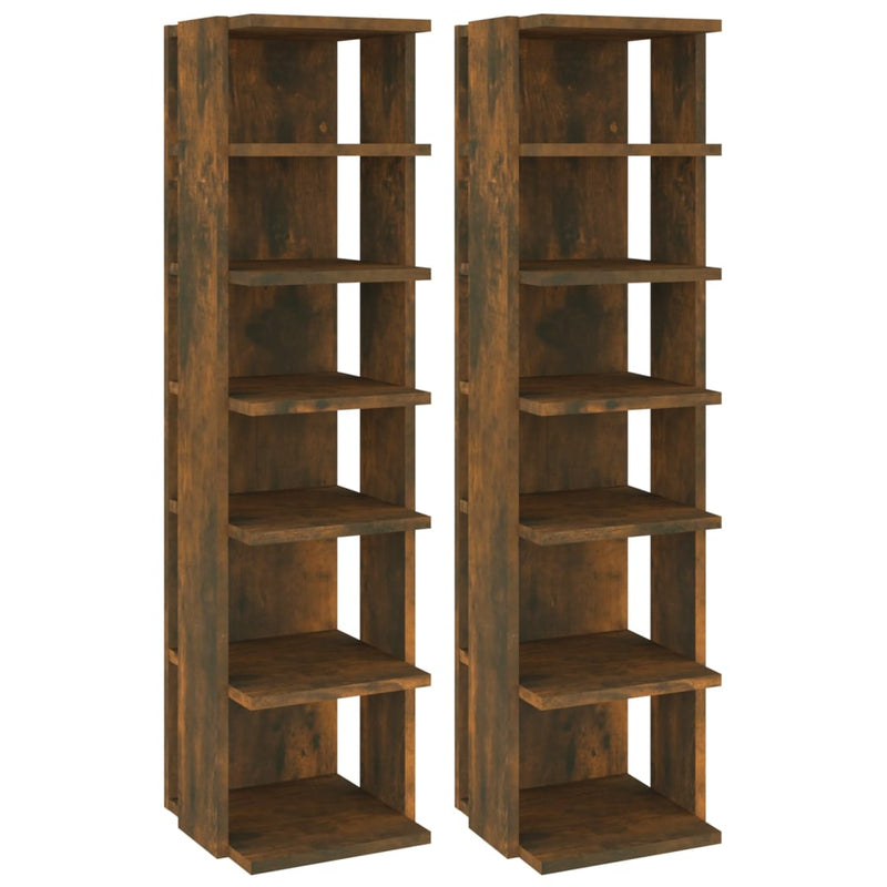 Afbeelding laden in galerijviewer, Vidaxl schoenenrekken 2 st 27,5x27x102 cm bewerkt hout gerookt eiken