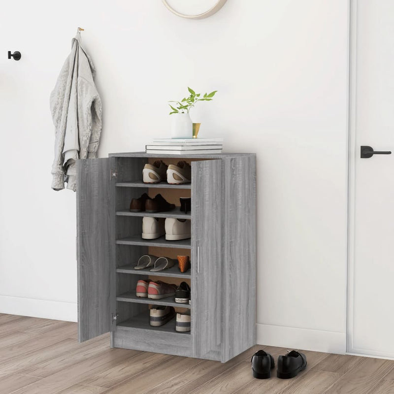 Afbeelding laden in galerijviewer, VidaXL Schoenenkast 60x35x92 cm bewerkt hout grijs sonoma eikenkleurig