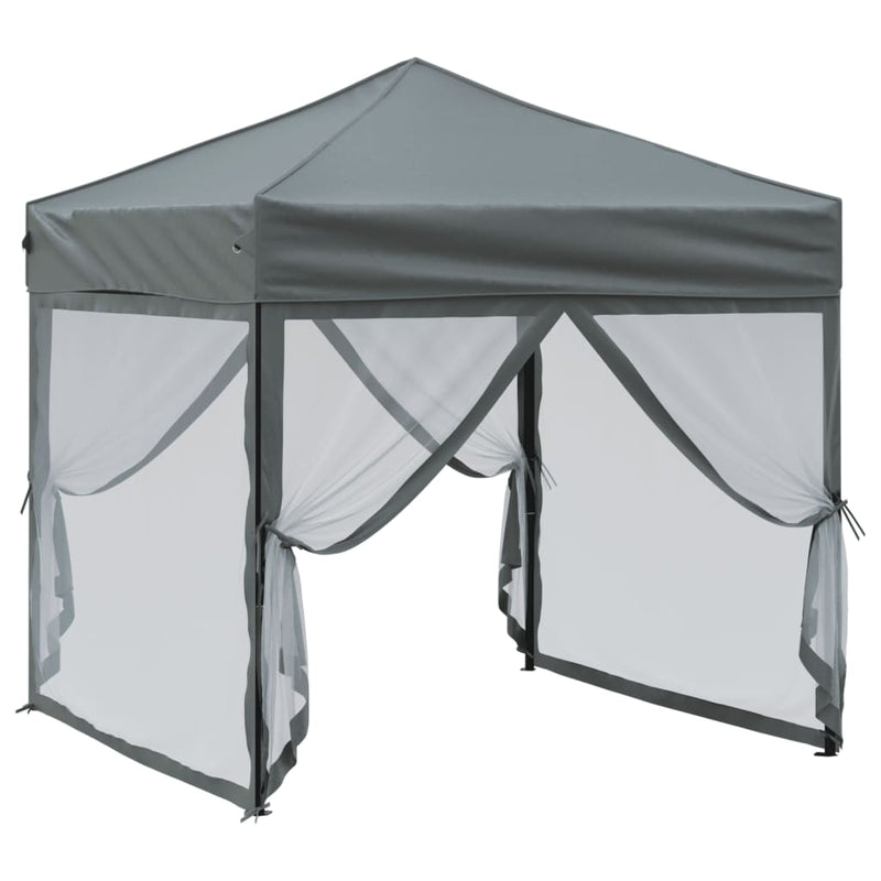 Afbeelding laden in galerijviewer, Vidaxl partytent inklapbaar met zijwanden 2x2 m antracietkleurig