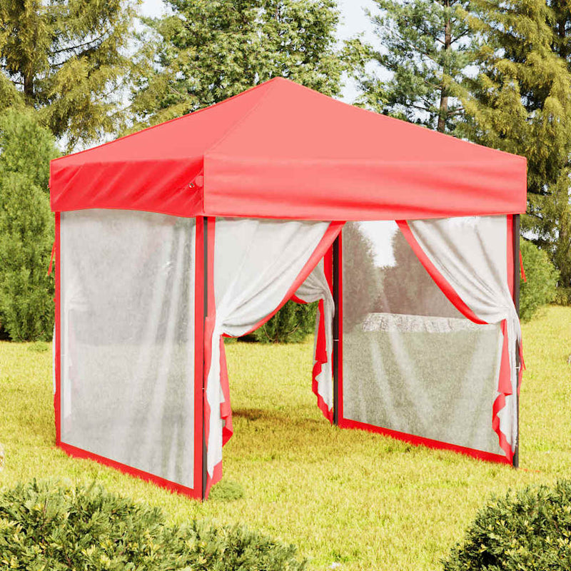 Afbeelding laden in galerijviewer, Vidaxl partytent inklapbaar met zijwanden 2x2 m rood