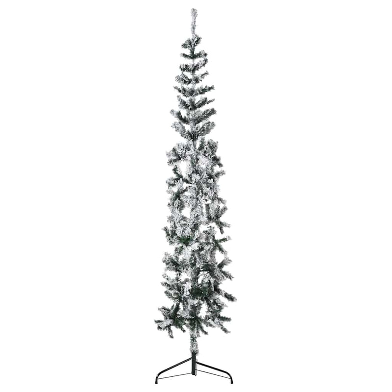 Afbeelding laden in galerijviewer, Vidaxl kunstkerstboom half met sneeuw smal 180 cm
