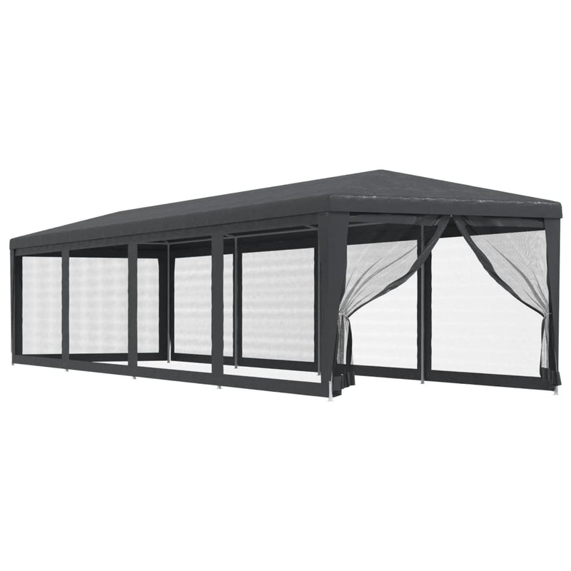 Afbeelding laden in galerijviewer, Vidaxl partytent met 10 mesh zijwanden 3x12 m hdpe antracietkleurig