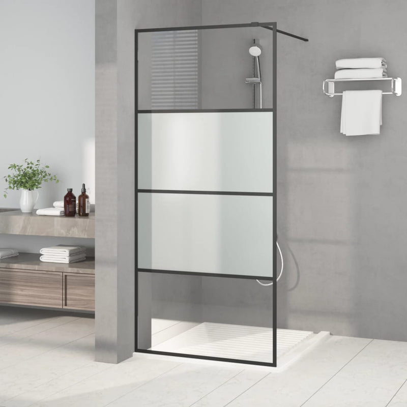 Afbeelding laden in galerijviewer, Vidaxl inloopdouchewand 90x195 cm halfmat esg-glas zwart