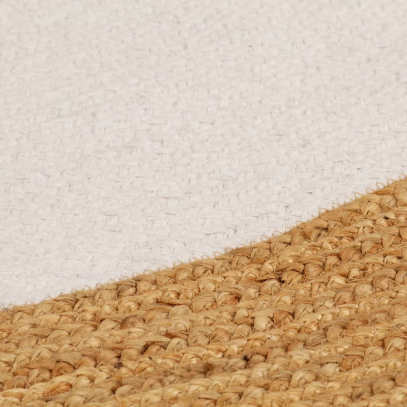 Afbeelding laden in galerijviewer, Vidaxl vloerkleed rond gevlochten 150 cm jute en katoen wit en naturel