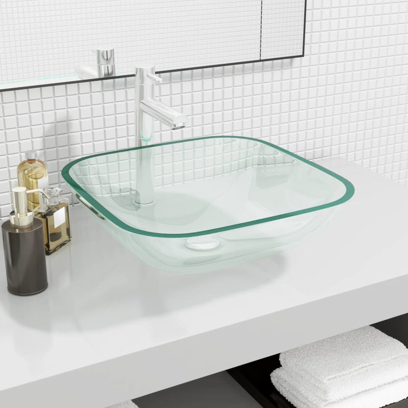 Afbeelding laden in galerijviewer, Vidaxl wasbak 42x42x14 cm glas transparant