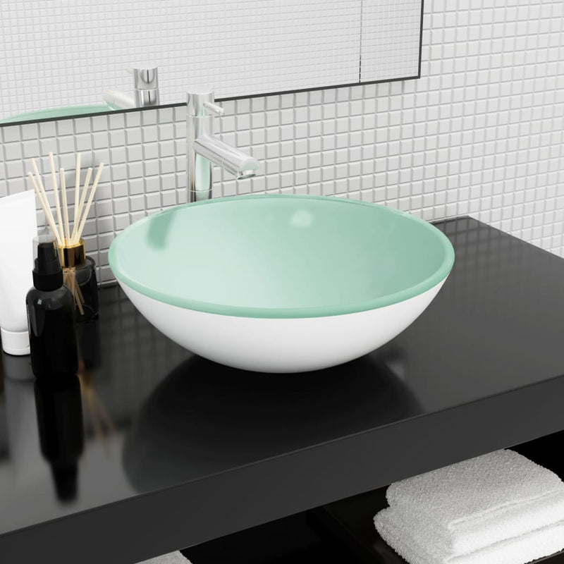 Afbeelding laden in galerijviewer, Vidaxl wasbak 42x14 cm gehard glas wit