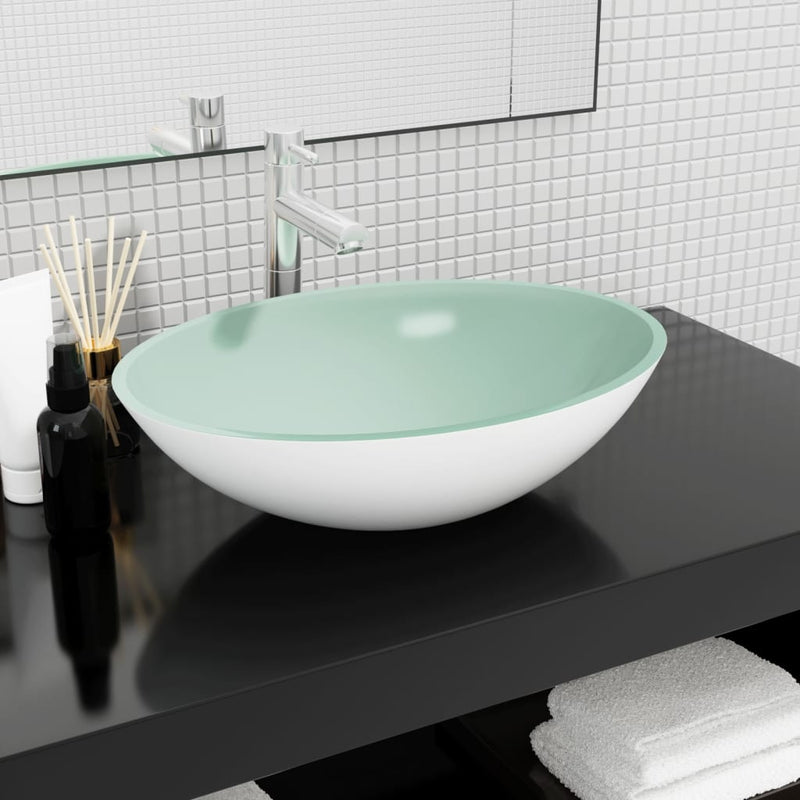 Afbeelding laden in galerijviewer, Vidaxl wasbak 50x37x14 cm glas wit