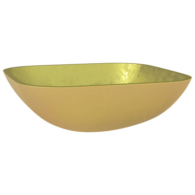 Afbeelding laden in galerijviewer, Vidaxl wasbak 42x42x14 cm glas goudkleurig