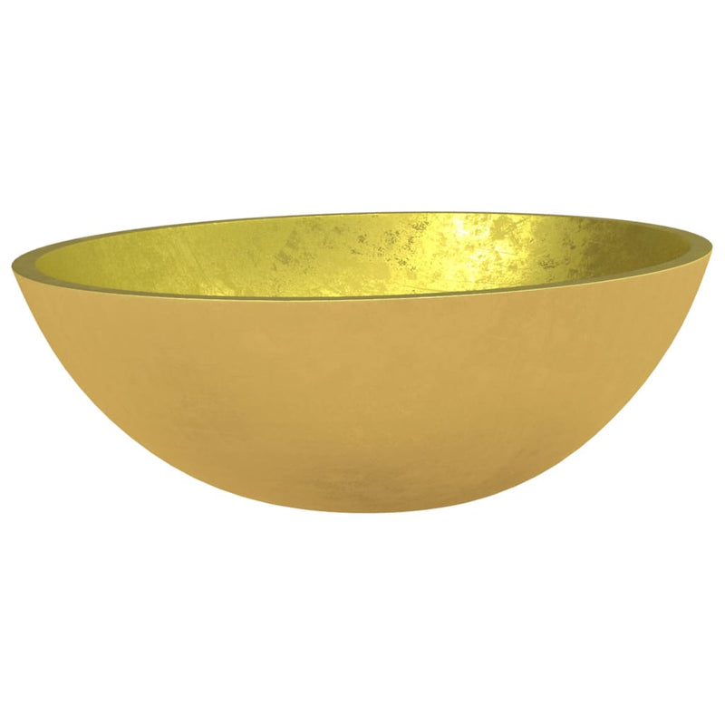 Afbeelding laden in galerijviewer, Vidaxl wasbak 50x37x14 cm glas goudkleurig