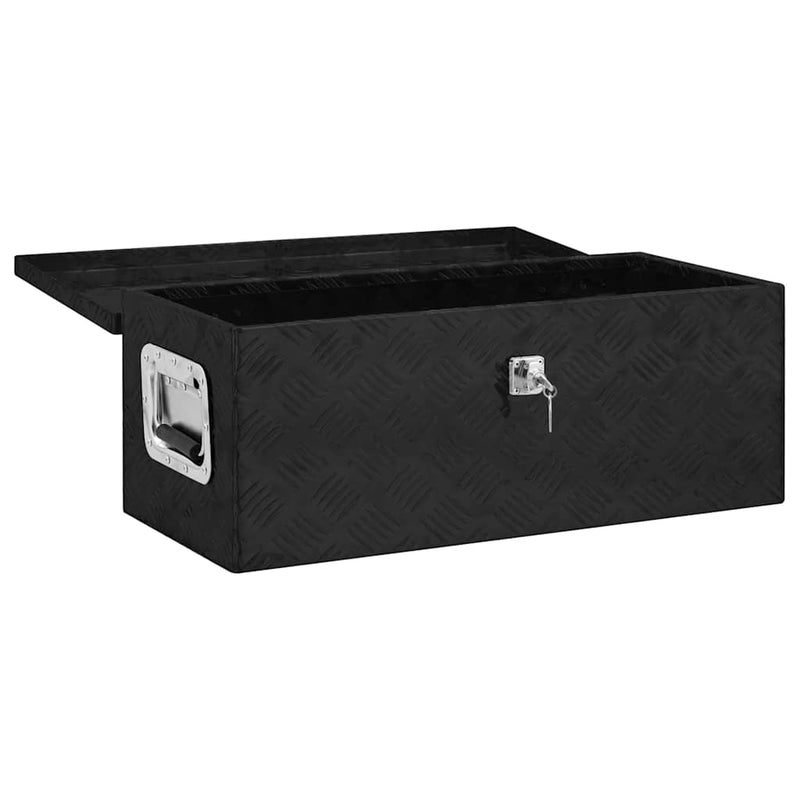 Afbeelding laden in galerijviewer, Vidaxl opbergbox 70x31x27 cm aluminium zwart