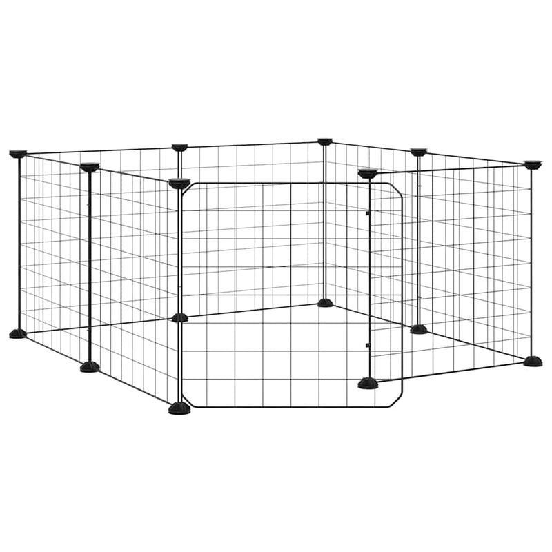Afbeelding laden in galerijviewer, Vidaxl huisdierkooi met 8 panelen en deur, zwart 35x35 cm staal