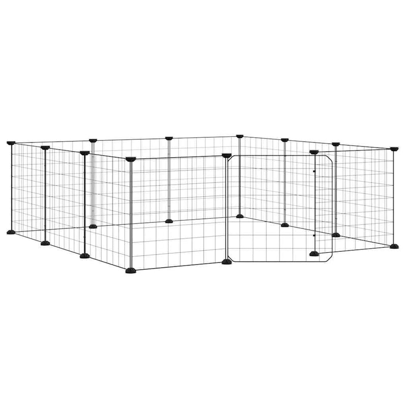 Afbeelding laden in galerijviewer, Vidaxl huisdierkooi met 12 panelen en deur, zwart 35x35 cm staal