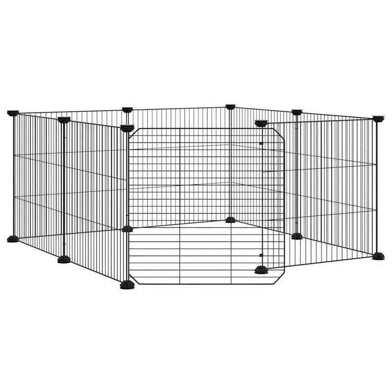 Afbeelding laden in galerijviewer, Vidaxl huisdierkooi met 8 panelen en deur, zwart 35x35 cm staal