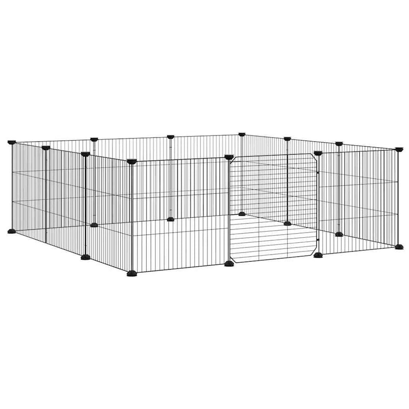 Afbeelding laden in galerijviewer, Vidaxl huisdierkooi met 12 panelen en deur, zwart 35x35 cm staal