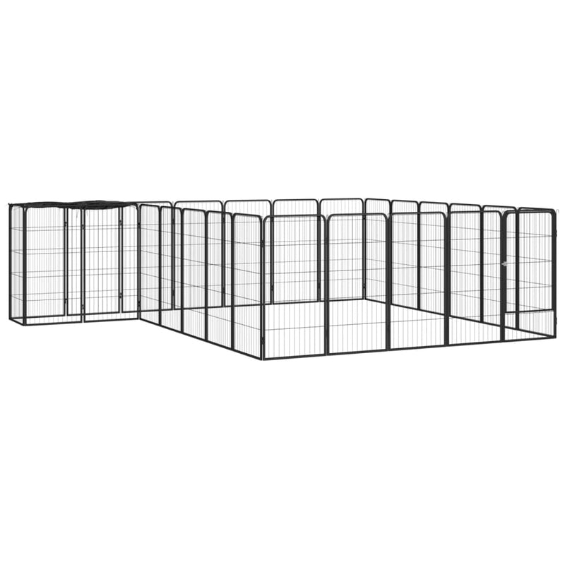 Afbeelding laden in galerijviewer, VidaXL Hondenkennel 26 panelen 50x100 cm gepoedercoat staal zwart