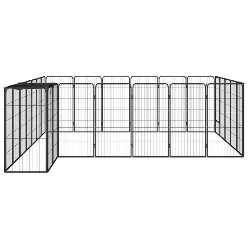 Afbeelding laden in galerijviewer, VidaXL Hondenkennel 26 panelen 50x100 cm gepoedercoat staal zwart