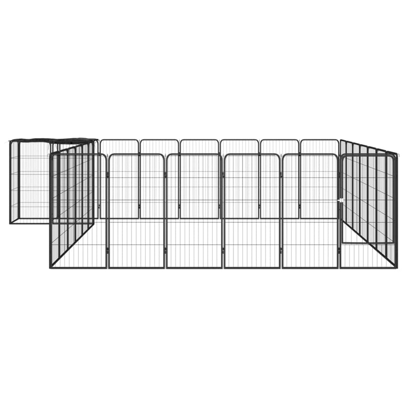 Afbeelding laden in galerijviewer, VidaXL Hondenkennel 30 panelen 50 x 100 cm gepoedercoat staal zwart