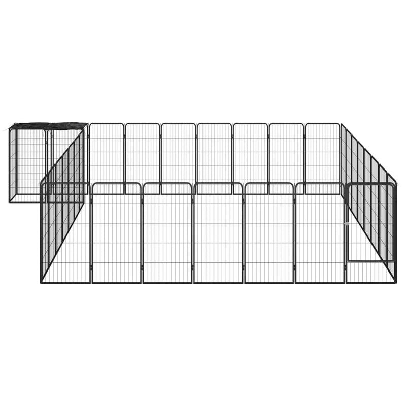 Afbeelding laden in galerijviewer, VidaXL Hondenkennel 34 panelen 50x100 cm gepoedercoat staal zwart