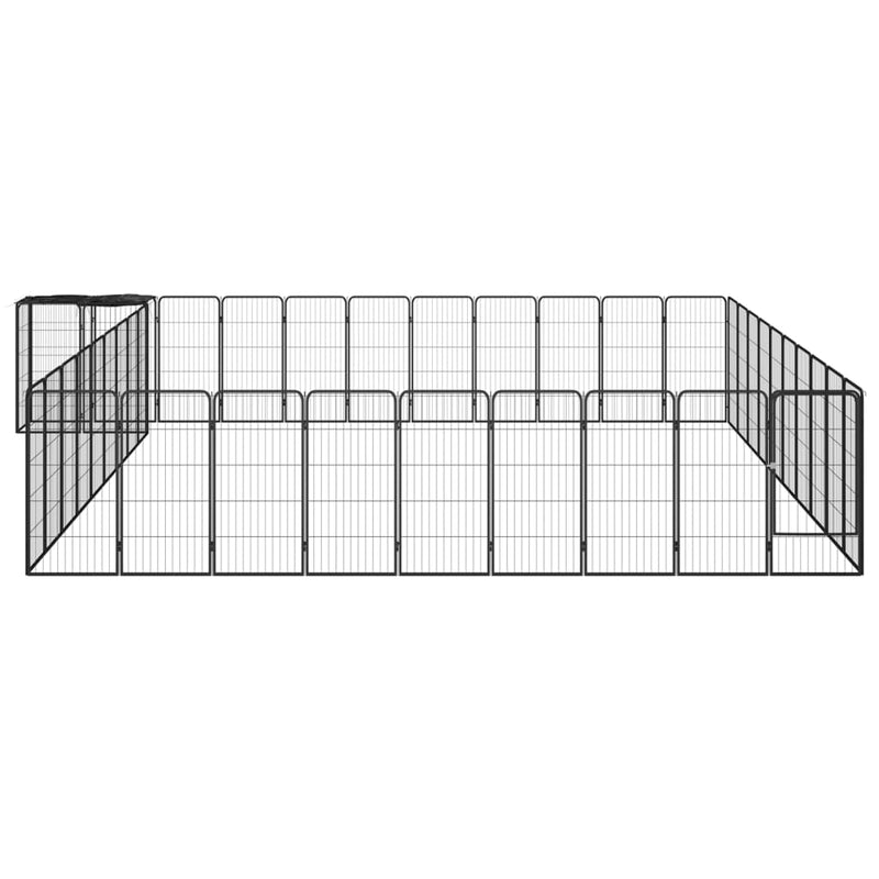 Afbeelding laden in galerijviewer, VidaXL Hondenkennel 42 panelen 50x100 cm gepoedercoat staal zwart