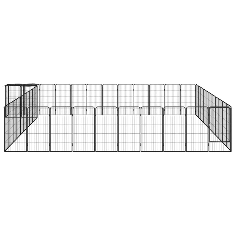 Afbeelding laden in galerijviewer, VidaXL Hondenkennel 46 panelen 50x100 cm gepoedercoat staal zwart