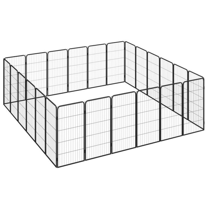 Afbeelding laden in galerijviewer, VidaXL Hondenkennel 24 panelen 50 x 100 cm gepoedercoat staal zwart