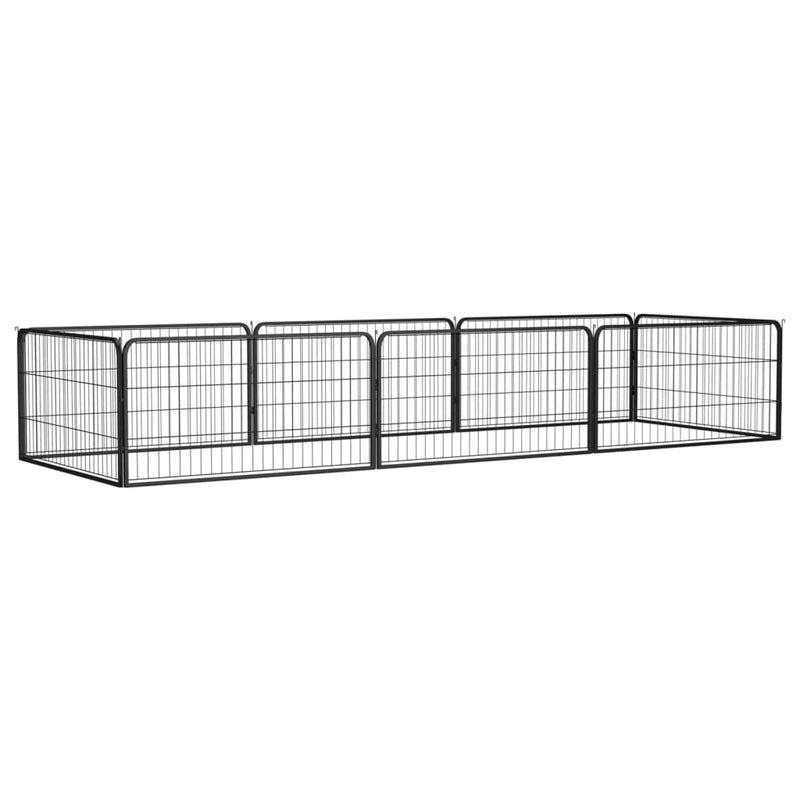 Afbeelding laden in galerijviewer, Vidaxl hondenkennel 8 panelen 100x50 cm gepoedercoat staal zwart